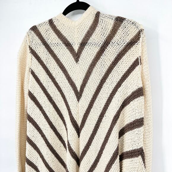 Free People Cream and Brown Striped Cardigan Sweater Women's Size Medium - Picture 6 of 10